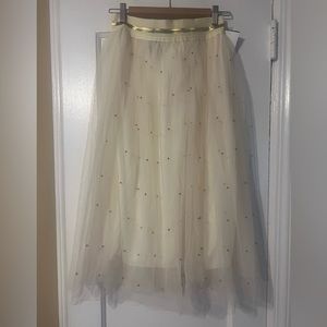 Beaded Tulle Midi Skirt